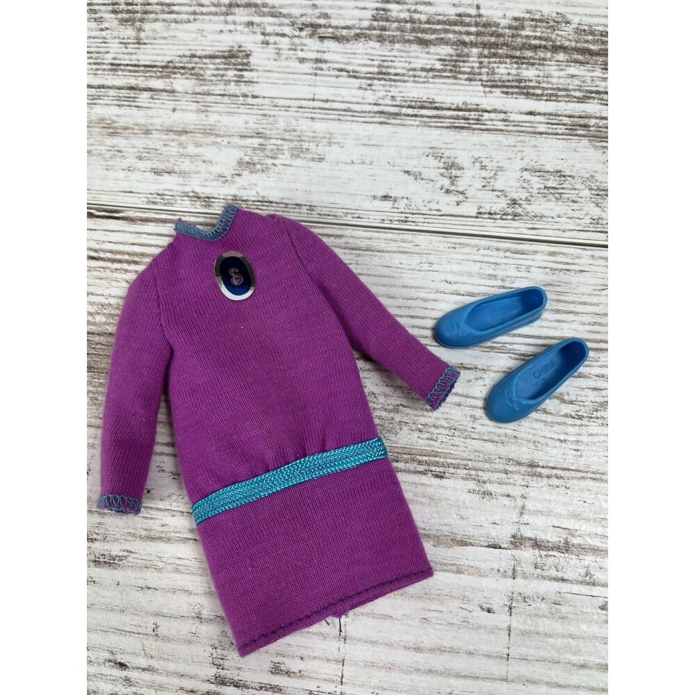BARBIE DOLL CLOTHES SHOES VINTAGE SKIPPER PURPLE DRESS MOD DRESS SCOOTER FRANCIE